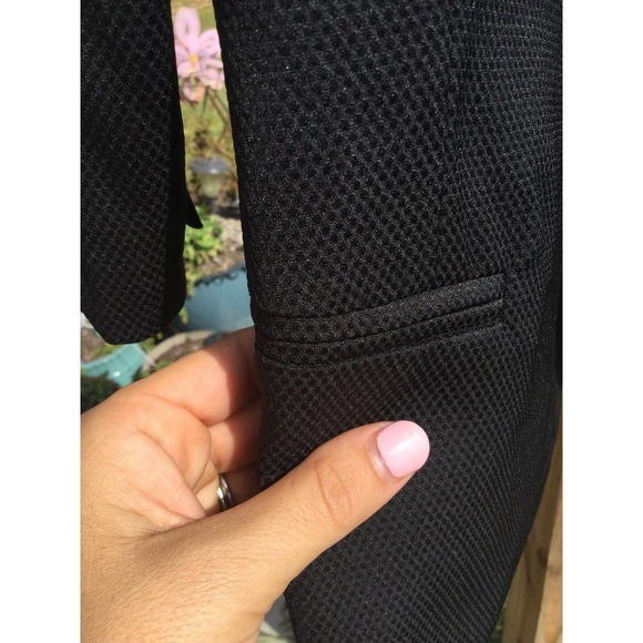 Umgee womens open knit blazer size small s black cotton collar 3 button jacquard - Picture 4 of 11